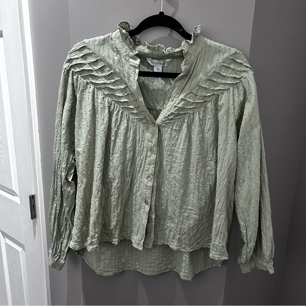 Sundance Light Green Textured Blouse